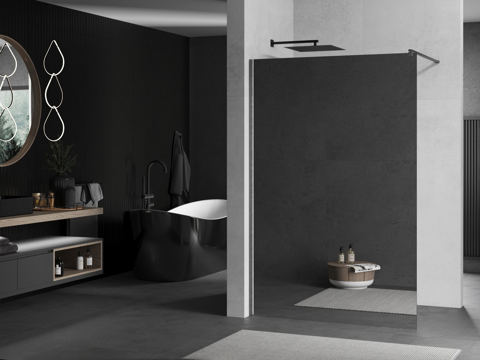 Mexen Kioto ścianka prysznicowa Walk-in 70 x 200 cm, lustro 8 mm, gun gray szczotkowany - 800-070-101-66-50